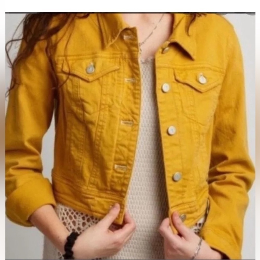 Pilcro and the letterpress anthropology mustard yellow denim jacket size S